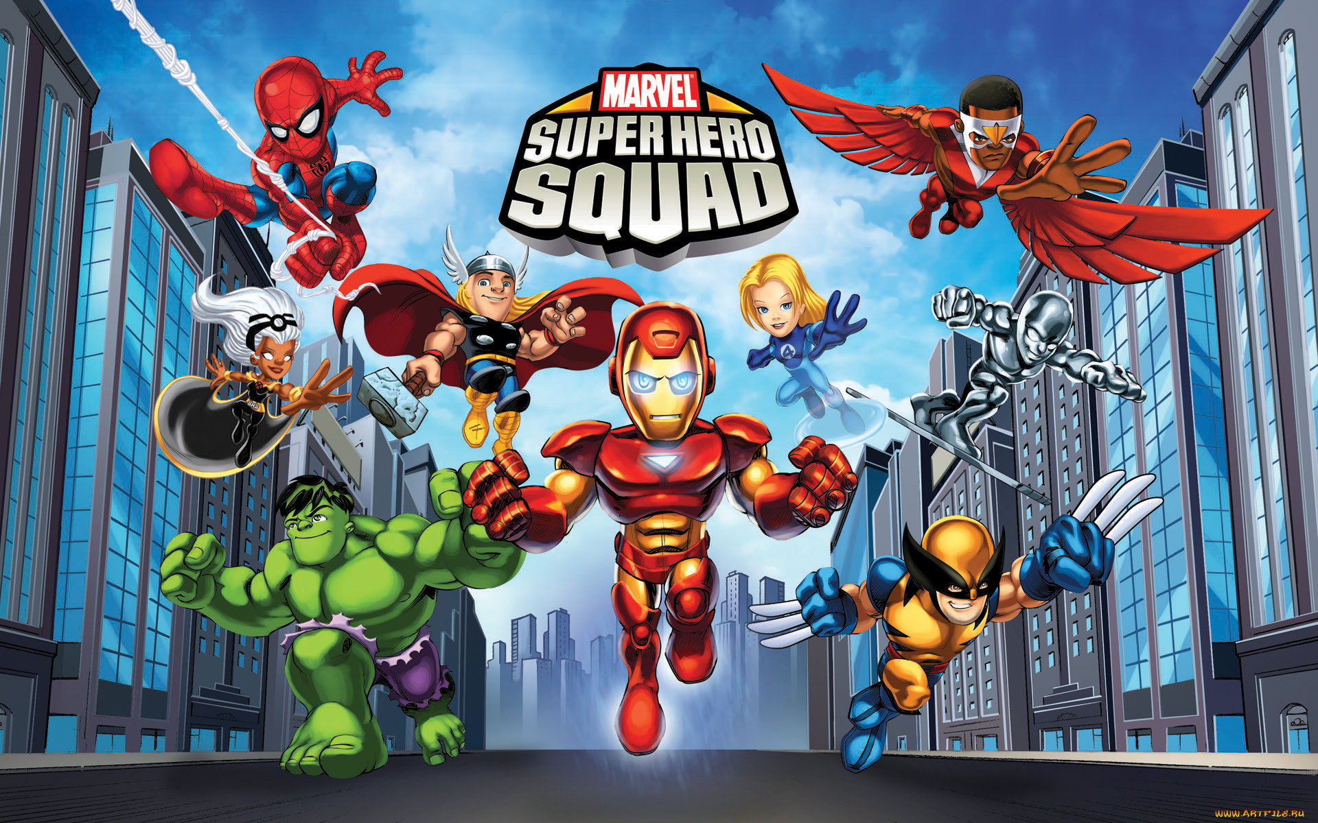 Восемь героев. Marvel super Hero Squad 2009 игры. Марвел супер Хиро сквад. Марвел супергеройский отряд. Супергерои Марвел для детей.